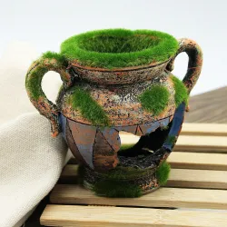 Vase en résine avec mousse - décoration aquarium