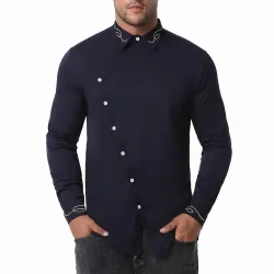 Asymmetrisches Langarmshirt - dekorative goldene Stickerei