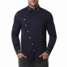 Camisa assimétrica de manga comprida - bordado dourado decorativo