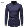 Camicia asimmetrica a maniche lunghe - ricamo dorato decorativo