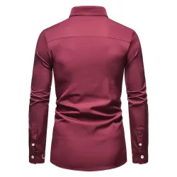 Camicia asimmetrica a maniche lunghe - ricamo dorato decorativo