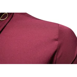 Camicia asimmetrica a maniche lunghe - ricamo dorato decorativo