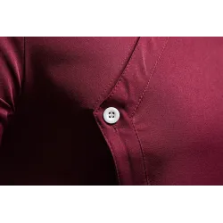 Camicia asimmetrica a maniche lunghe - ricamo dorato decorativo