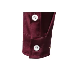 Camicia asimmetrica a maniche lunghe - ricamo dorato decorativo