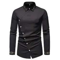 CamisetasCamisa asimétrica manga larga - bordado dorado decorativo