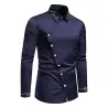 Camicia asimmetrica a maniche lunghe - ricamo dorato decorativo