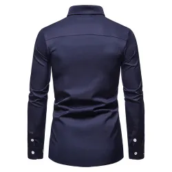 Camicia asimmetrica a maniche lunghe - ricamo dorato decorativo