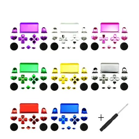 Boutons chromés remplaçables - pour manette Dualshock 4 PS4 Pro Slim - set