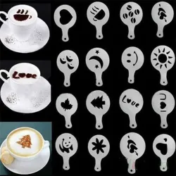 Szablony do kawy - cappuccino - latte - wzorniki - 16 sztukKawa