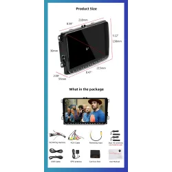 Autoradio - 2 Din - 9 pouces - Android 11 - 2Go - 32Go - Bluetooth - GPS - carplay - pour Volkswagen Golf 5 6 Passat