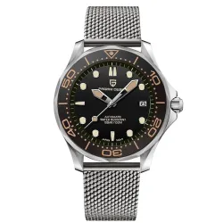 PAGANI - automatisch edelstalen horloge - mesh band - waterdicht - zwartHorloges