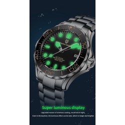 PAGANI - automatyczny zegarek ze stali nierdzewnej - pasek z siatki - wodoodporny - czarnyZegarki