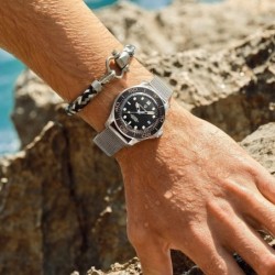 PAGANI - automatyczny zegarek ze stali nierdzewnej - pasek z siatki - wodoodporny - białyZegarki