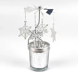 Dekorativ ljushållare - vridbar - rådjur - snöflingor - blommor - silver