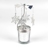 Castiçal decorativo - giratório - veado - flocos de neve - flores - prata