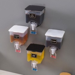 Olie / væske / eddike dispenser - gennemsigtig beholder med låg - vægmonteret