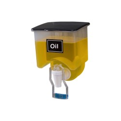 Öljy-/neste-/etikka-annostelija - läpinäkyvä kannellinen astia - seinään kiinnitetty