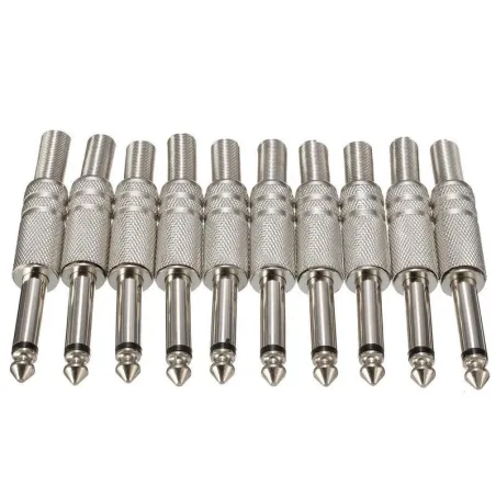 1/4" mono lydkontakt metall - 6,35 mm - 75 * 15 mm - 10 stykker