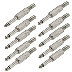 1/4" mono lydkontakt metall - 6,35 mm - 75 * 15 mm - 10 stykker