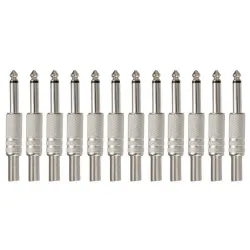 Gniazdo audio 1/4" mono metalowe - 6,35 mm - 75 * 15 mm - 10 sztukWtyczki