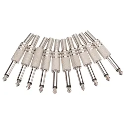 Gniazdo audio 1/4" mono metalowe - 6,35 mm - 75 * 15 mm - 10 sztukWtyczki
