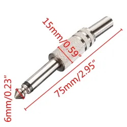 1/4" mono lydkontakt metall - 6,35 mm - 75 * 15 mm - 10 stykker