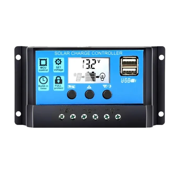Automatyczny kontroler ładowania paneli słonecznych - kontroler PWM - wyświetlacz LCD - podwójne USB - 12V - 24VKontrolery