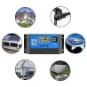Automatyczny kontroler ładowania paneli słonecznych - kontroler PWM - wyświetlacz LCD - podwójne USB - 12V - 24VKontrolery