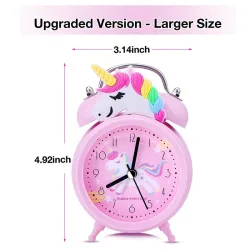 Réveil avec double cloche - horloge avec rétroéclairage - licorne / dinosaure / astronaute