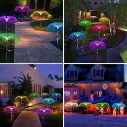 Iluminación solarLuz solar para jardín - resistente al agua - medusas de fibra óptica de colores