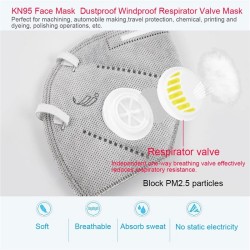 KN95 - PM2.5 - beskyttende mund-/ansigtsmaske - med luftventil - antibakteriel - anti coronavirus