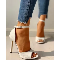 Sexy high heel sandals - ankle strap - snakeskin patternSandals