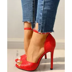 Sexy high heel sandals - ankle strap - snakeskin patternSandals