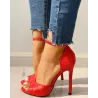 Sexy high heel sandals - ankle strap - snakeskin patternSandals