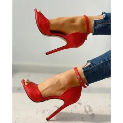 Sexy high heel sandals - ankle strap - snakeskin patternSandals