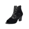 Sexy Stiefeletten - mit floraler Spitze - Reißverschluss hinten