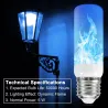 LED-flammelampe - branneffektpære - 3 moduser - 5W - E27 - E12 - E14 - B22