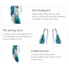 Elegant jewellery set - earrings - ring - blue-green feather with crystals - 925 sterling silverEarrings