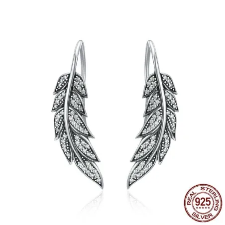 Sølv krystallfjærformede øredobber - 925 sterling sølv