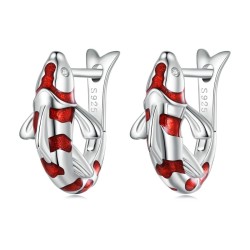 Ohrringe in Form eines roten Karpfens - 925er Sterlingsilber