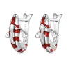 Boucles d'oreilles en forme de carpe rouge - argent 925