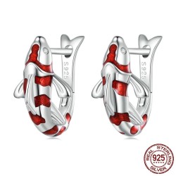 Red carp shaped earrings - 925 sterling silverEarrings