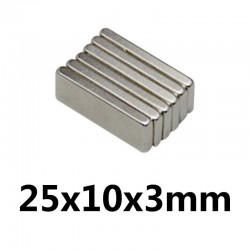 N35 - aimant néodyme - bloc rectangle fort - 25mm * 10mm * 3mm