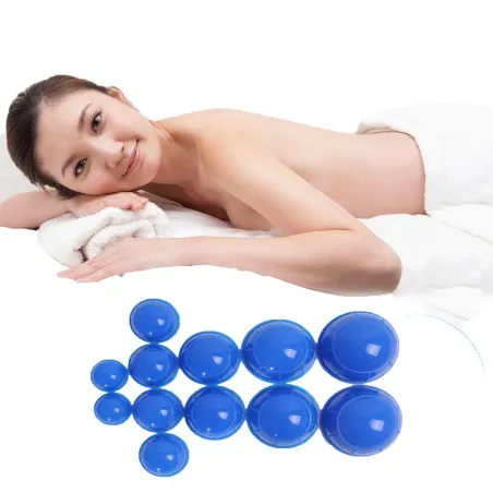 Silikone vakuumkopper - cupping / massage / anti cellulite terapi - 12 stk.
