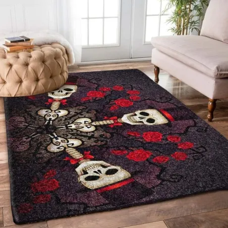 Tapis géométrique décoratif - antidérapant - trois squelettes