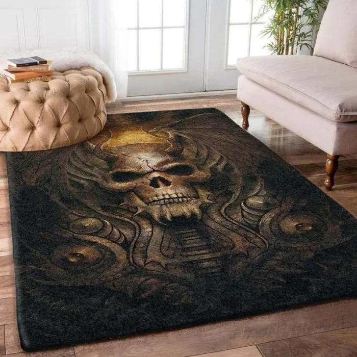 Tapis décoratif géométrique - antidérapant - tête de mort marron