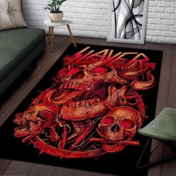 Dekoracyjny geometryczny dywan - antypoślizgowy - czerwone czaszkiDywany