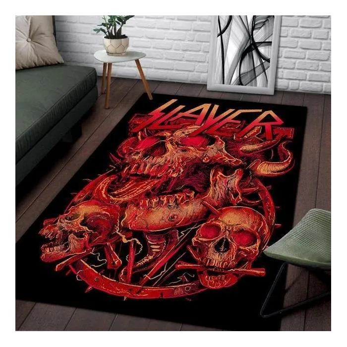 AlfombrasAlfombra decorativa geométrica - antideslizante - calaveras rojas