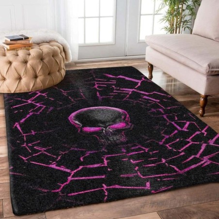 Koristeellinen geometrinen matto - liukumaton - violetti kallo / hämähäkinverkko