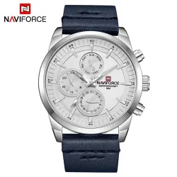 NAVIFORCE - moderiktig Quartz-klocka - läderband - vattentät - vit